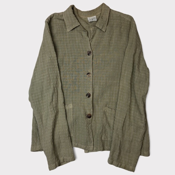 Click By Color Me Cotton Olive Green Button Down Dress Shirt Women’s Size Medium - Picture 1 of 4